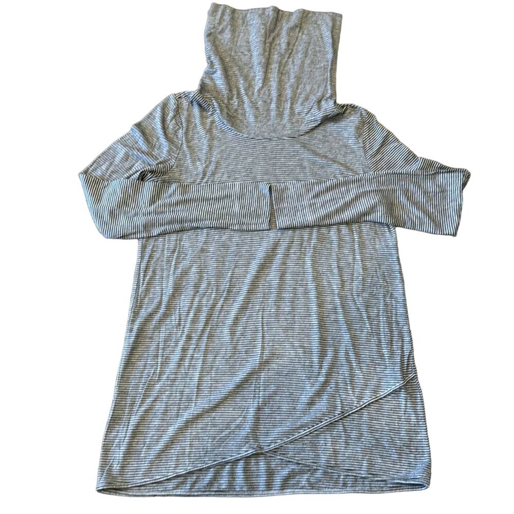 LOFT Women's Striped Cowl Neck Tunic Gray Black Size M